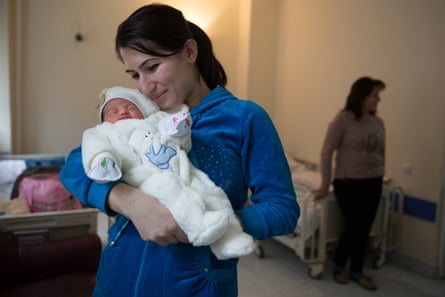 Varduhi Vardumyan from Tavush region, with her three day-old daughter at Republican Maternity Hospital in Yerevan
