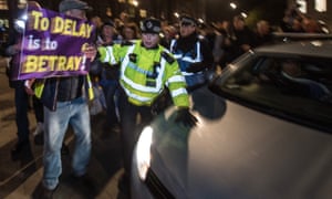 A protest in Westminster as MPs voted on extending article 50.