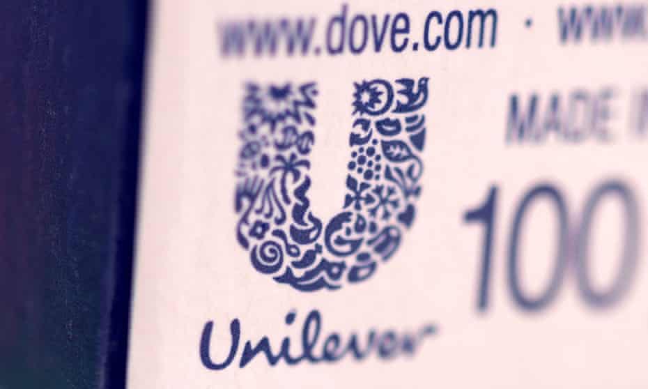 Unilever logo pictured on a Dove soap box