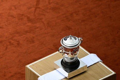 The Coupe Suzanne Lenglen is displayed during the ceremony prior to the women's singles final.