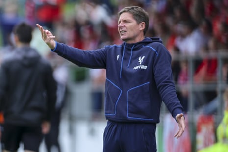 Crystal Palace manager Oliver Glasner on the touchline