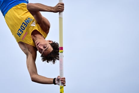 Sweden's Armand Duplantis competes in the men's pole vault final.