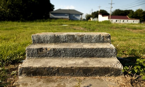 Steps are all that remain of where a house once stood are seen in the Lower Ninth Ward neighborhood of New Orleans.