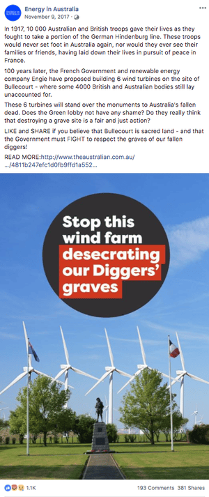 An Energy in Australia post.