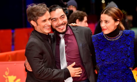 Mexican rave… Gael García Bernal, Bernardo Velasco and Ilse Salas at the Berlin premiere Alonso Ruizpalacios’s film Museum: ‘a gem”.