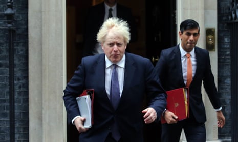 Boris Johnson and Rishi Sunak leaving Downing Street in October 2020.
