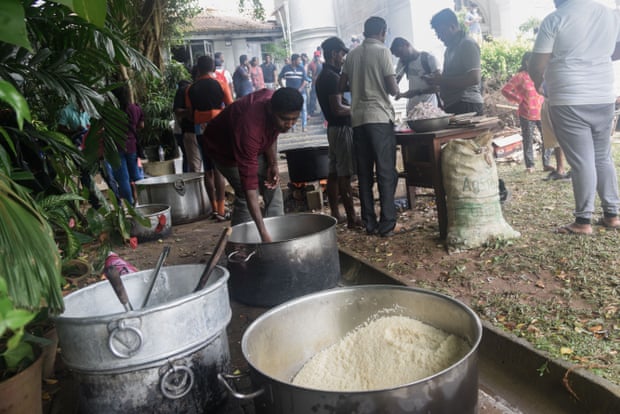 Preparations to feed visitors and protesters at Temple Trees.