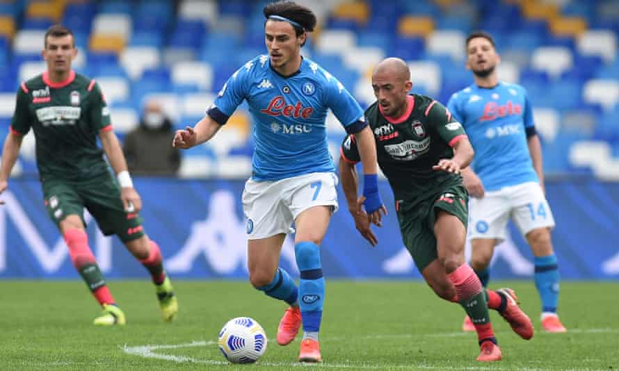 Elif Elmas in action for Napoli against Crotone.
