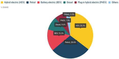 A chart showing the European car market this year