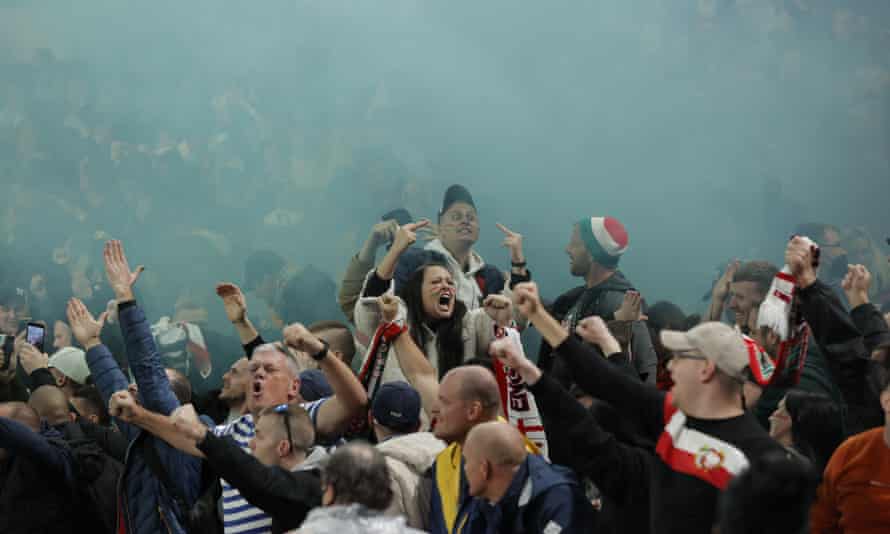 Crowd trouble dominated the early stages of the match.