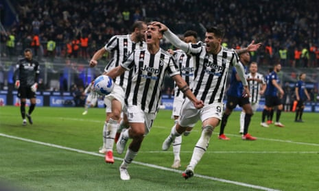Paulo Dybala of Juventus celebrates after his equaliser from the spot denied Inter a win.