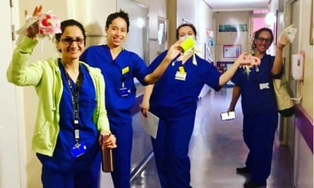 Nurses receive masks sewn by London Met staff.
