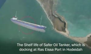 An image from a Yemeni government video warning of a possible oil spill into the Red Sea.