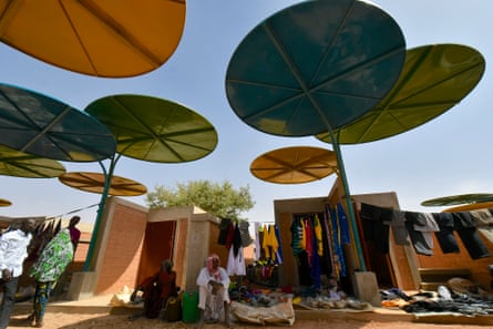 ‘Something contemporary that didn’t make people feel like they don’t know how to use it’ … Mariam Issoufou Kamara’s recycled metal canopies at Dandaji regional market.