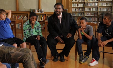 Life lessons: educator and youth advocate Ashanti Branch discusses feelings with a group of teenage boys.