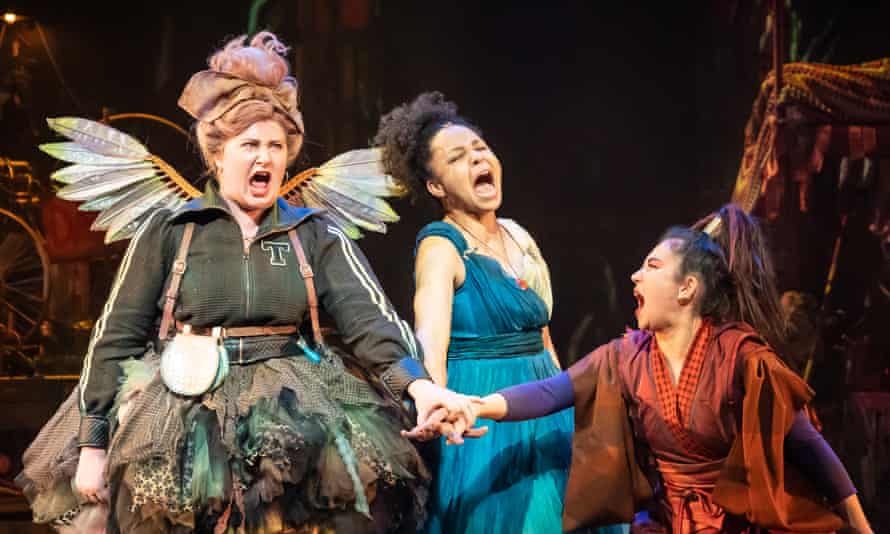Something for all ages … Hope Kenna as Tink, Amber James as Wendy and Ami Okumura Jones as Tiger Lily in Wendy and Peter Pan at Leeds Playhouse.