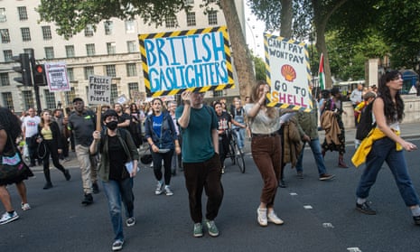 Protesters marching in London on Monday, demanding a reduction of energy bills.
