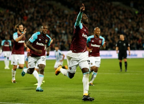 Obiang celebrates after breaking the deadlock.