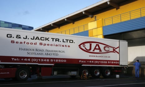 A Scottish truck parked in the port of Boulogne-sur-Mer, northern France, after delivering seafood in November.