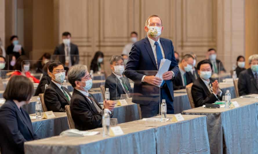 Former Australian prime minister Tony Abbott attends the Yushan Forum in Taipei on 8 October.