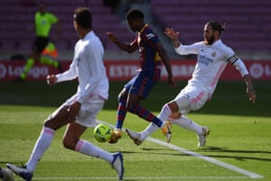 Ansu Fati slots the ball home to put Barcelona back on level pegging.