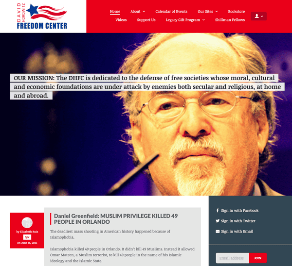 The website of the David Horowitz Freedom Center