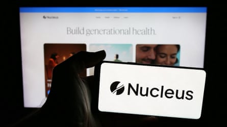 The website of the biotech company Nucleus Genomics with its tagline ‘Build generational health’