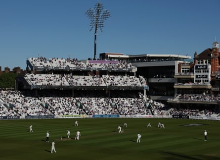 A general view of play during the County Championship match between Surrey and Essex at the Oval.