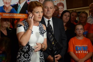 Pauline Hanson in Perth with supporters on the night of the Western Australia election