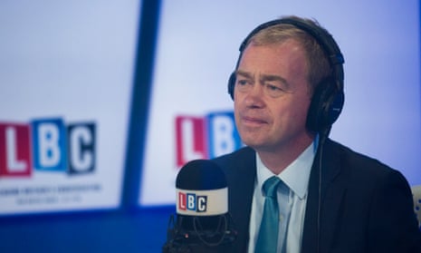 Tim Farron taking part in LBC Leaders Live hosted by Nick Ferrari at LBC studios in central London.
