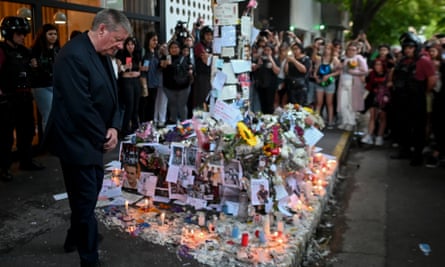 Geoff Payne, Liam Payne’s father, last Friday at a memorial to his son on the pavement outside the Buenos Aires hotel where his son was staying when he fell from a balcony to his death.