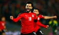 Mohamed Salah celebrates Egypt’s goal.
