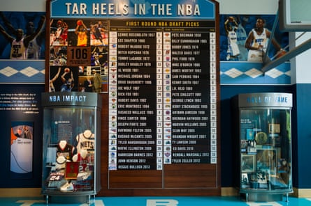 NBA Honour Roll display at University of North Carolina at Chapel Hill, Carolina Basketball Museum. The museum is for UNC’s team the Tar Heels.
