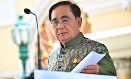 Prayuth Chan-ocha speaks to the press after a cabinet meeting at Government House in Bangkok in May 2023