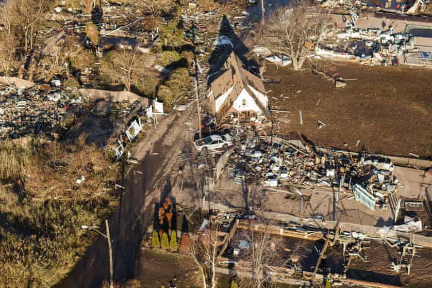 Aerial views of Staten Island destroyed by Hurricane Sandy, in November 2012.