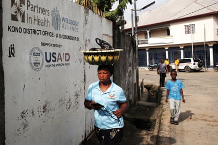 A USAID billboard in Koidu Town, Sierra Leone.