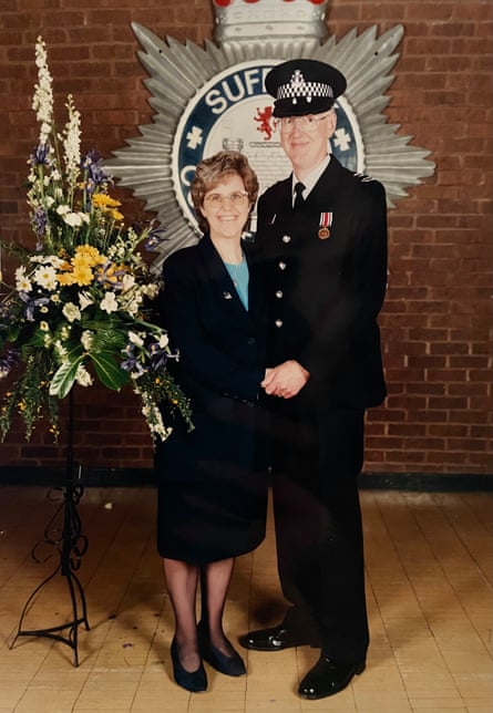 Andrew Veal with his wife, Suzanne, celebrating 25 years as a special constable for Suffolk constabulary