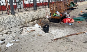 The aftermath of a rocket attack on the railway station in the eastern city of Kramatorsk.