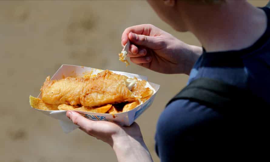 Fish and chips in Scarborough, UK