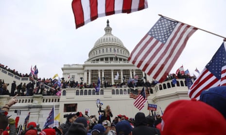 The scene outside the Capitol on 6 January. The presence of Christian nationalists was evident during the insurrection.