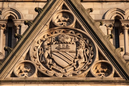 Manchester’s coat of arms, as seen on the town hall