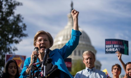 Elizabeth Warren at a news conference for pro-immigrant advocacy groups in Washington DC earlier this month.