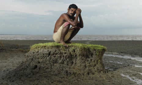 A man in Ghoramara island, in Sundarbans, India