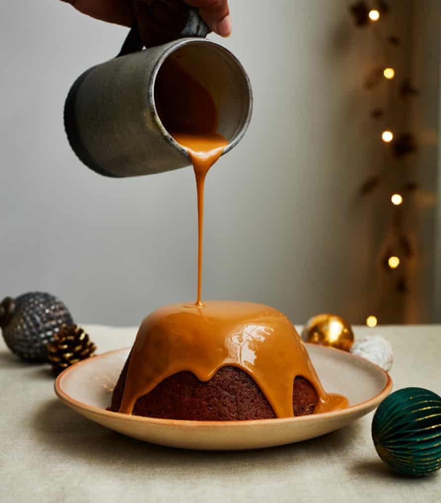 Ravneet Gills Christmas recipe for steamed date pudding with toffee sauce