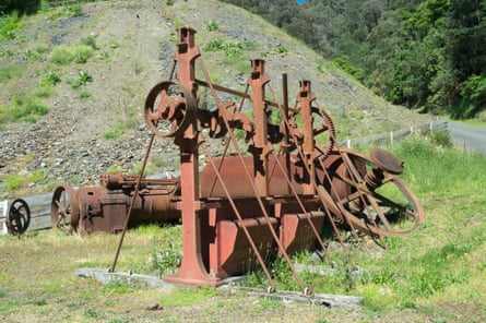 Old rusty mining equipment in the historic township of Walhalla.