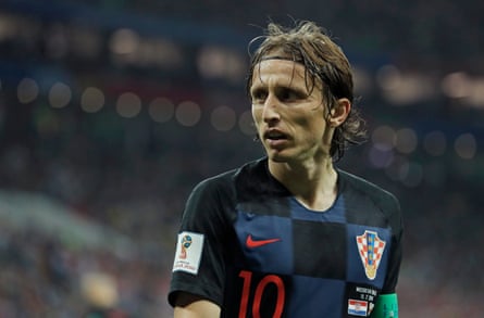 Portrait of Luka Modric, the Croatia captain, in action against England in the World Cup semi-final in 2018