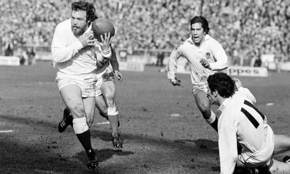 Alastair Hignell makes a break for England in their game against Wales at Cardiff Arms Park in 1979.
