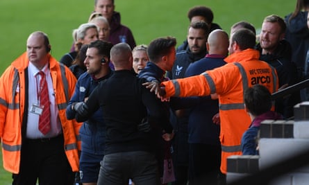 West Ham manager Paul Konchesky clashes with Rachel Daly as tempers boiled over in the closing stages.