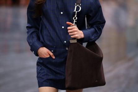 A suede Dior handbag