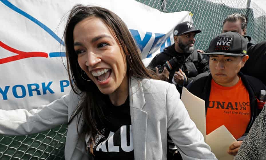 Alexandria Ocasio-Cortez on Sunday. She said: ‘What happened out here … what you guys did in Staten Island was just the beginning.’